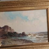 marine old rocky coast oil on canvas 1890 - 1910