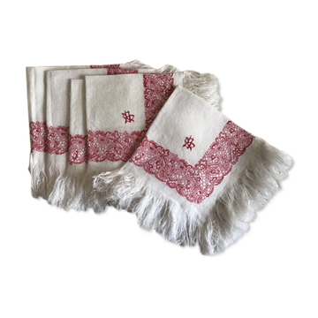 Set de 5 serviettes blanches et rouges