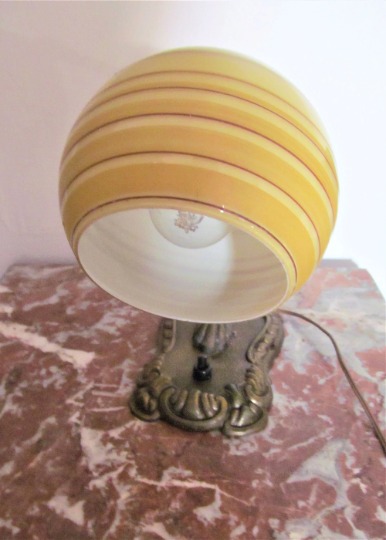 Lampe de bureau allemande, bronze et verre drgm vintage 1930-1940