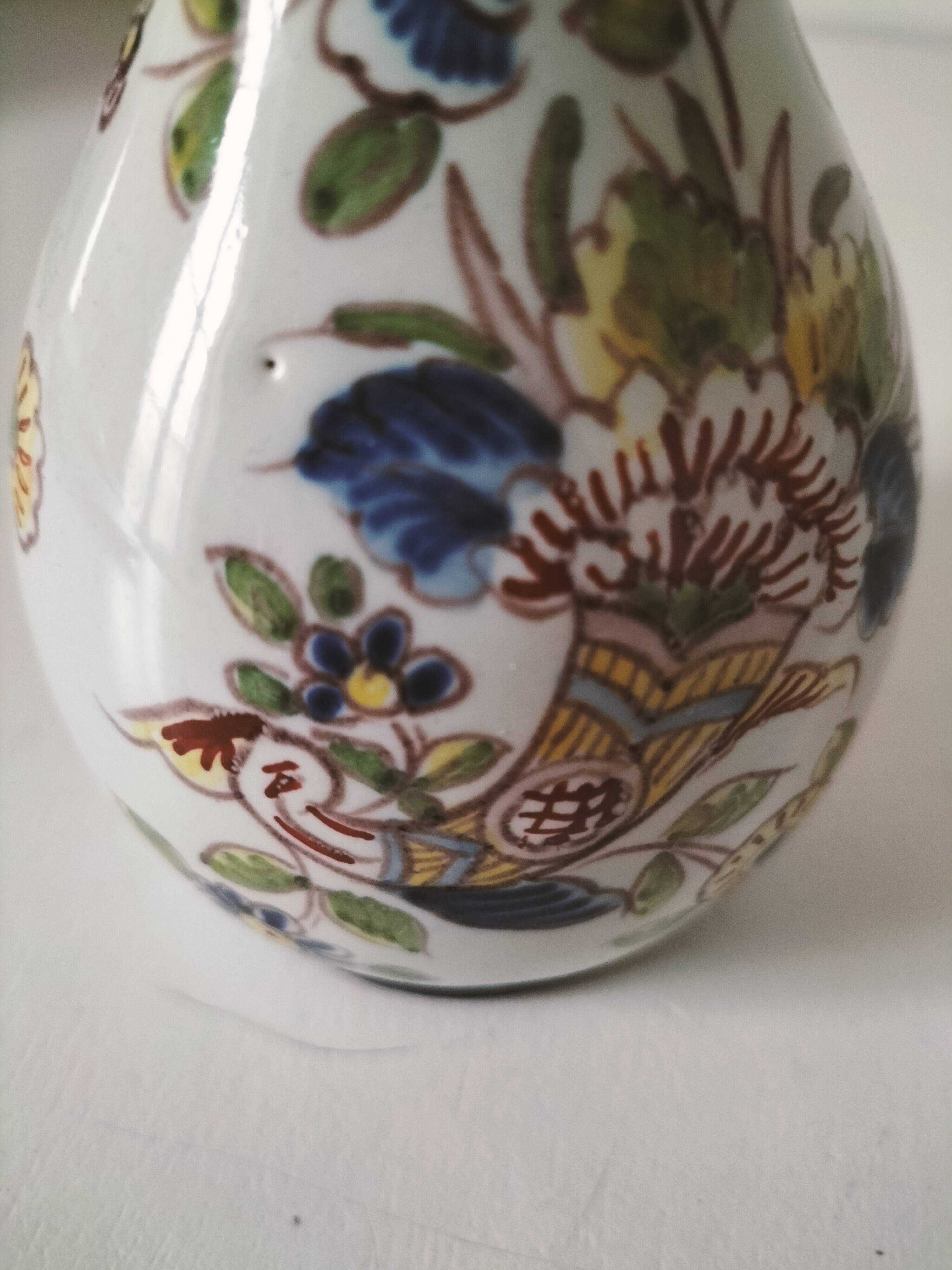 Small Malicorne pitcher with hand-painted floral decoration