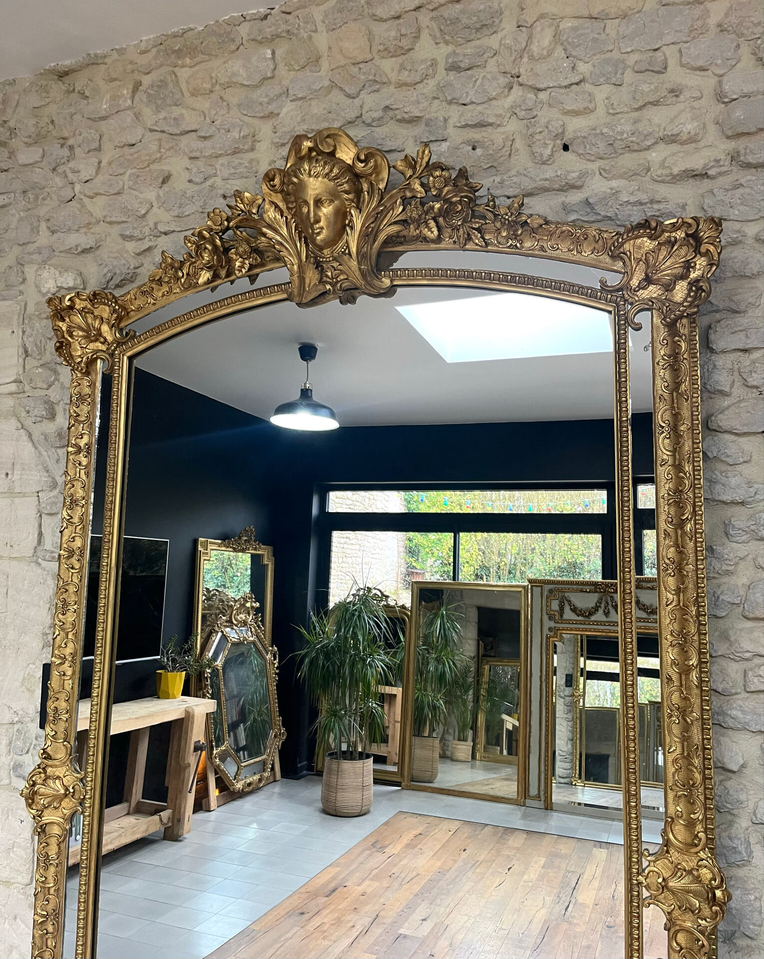 Mirror 244.5/142.5cm Louis XIV with mercury glass, gold leaf.