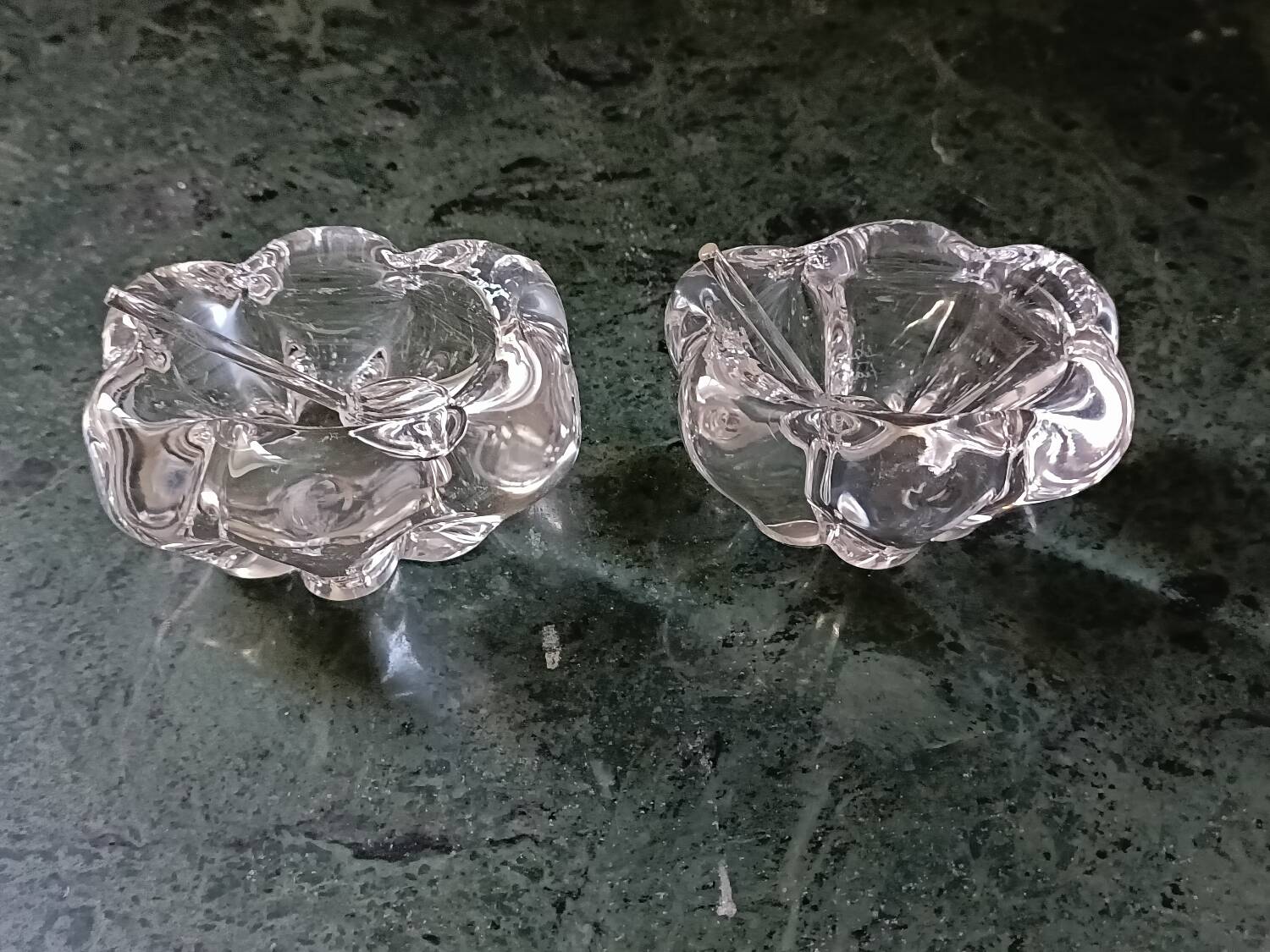 Pair of Daum crystal salt cellars