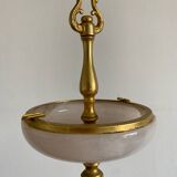 Onyx and brass ashtray on stand