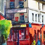 André Duculty (1912-1990) Watercolor on paper "Le Sacré Coeur, Le consulat, Paris" Signed