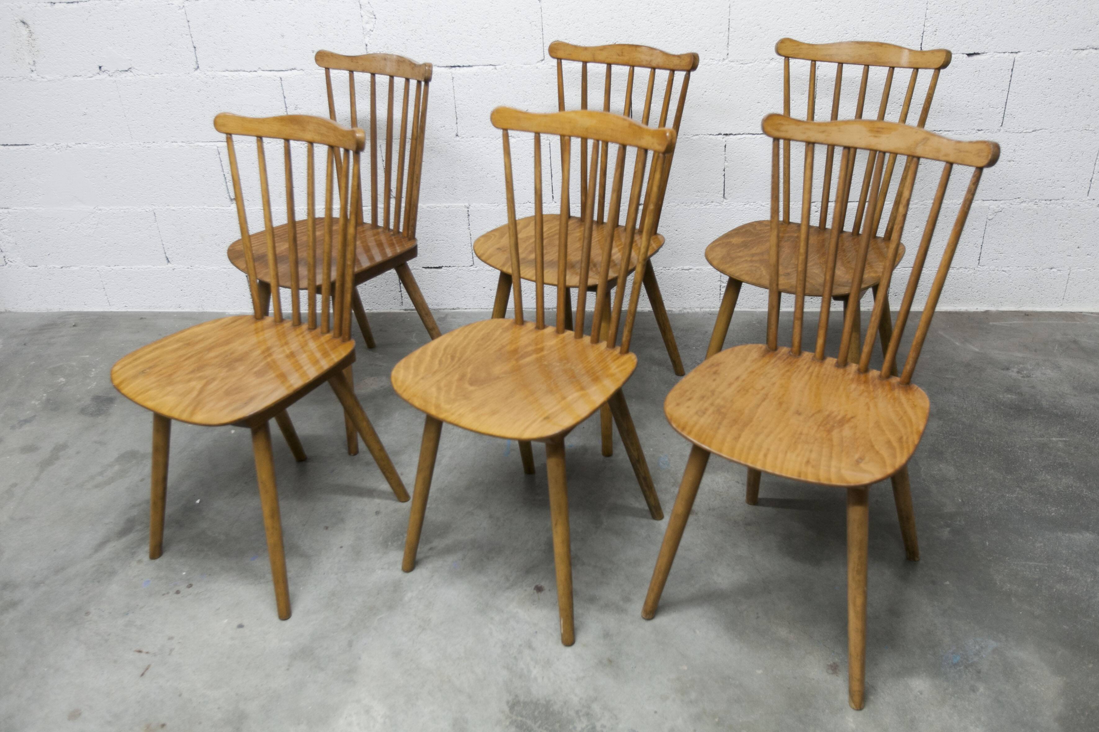 Ensemble de 6 chaises Baumann modèle Menuet