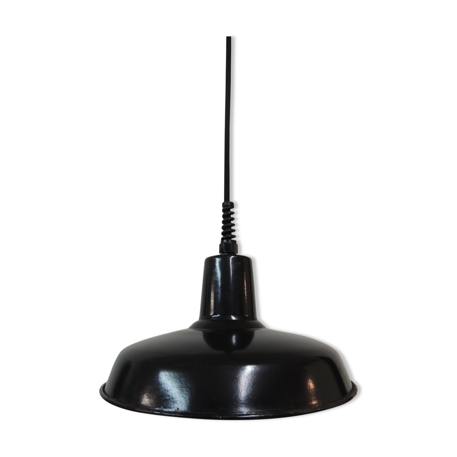 Black enamelled hanging lamp