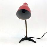 Vintage Italian brass and red lacquer flexible table lamp from 50s