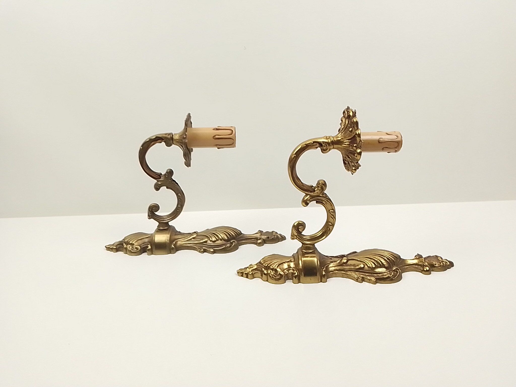 Pair of brass sconces 1 branch 29 cm