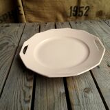 Ancient dish with anses in rose ceramics signed saint-amand