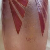 Vase glass paste degagé with acid art -deco signed Legras