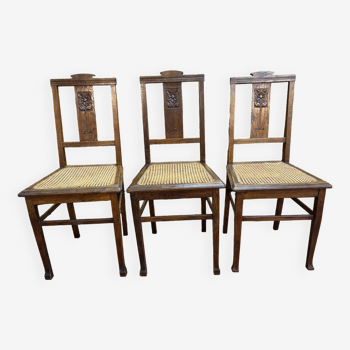 3 chaises art deco cannées