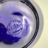 Six blue Duralex ear bowls