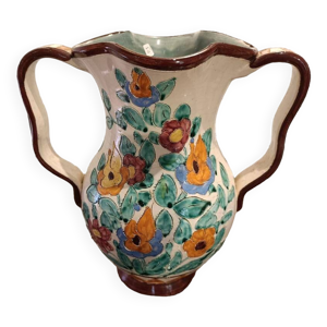 Vase ansé décor floral