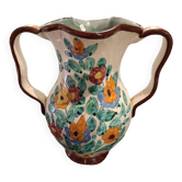 Vase ansé décor floral signé Cerart Monaco