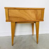 Vintage light wood and rattan bedside - 1960