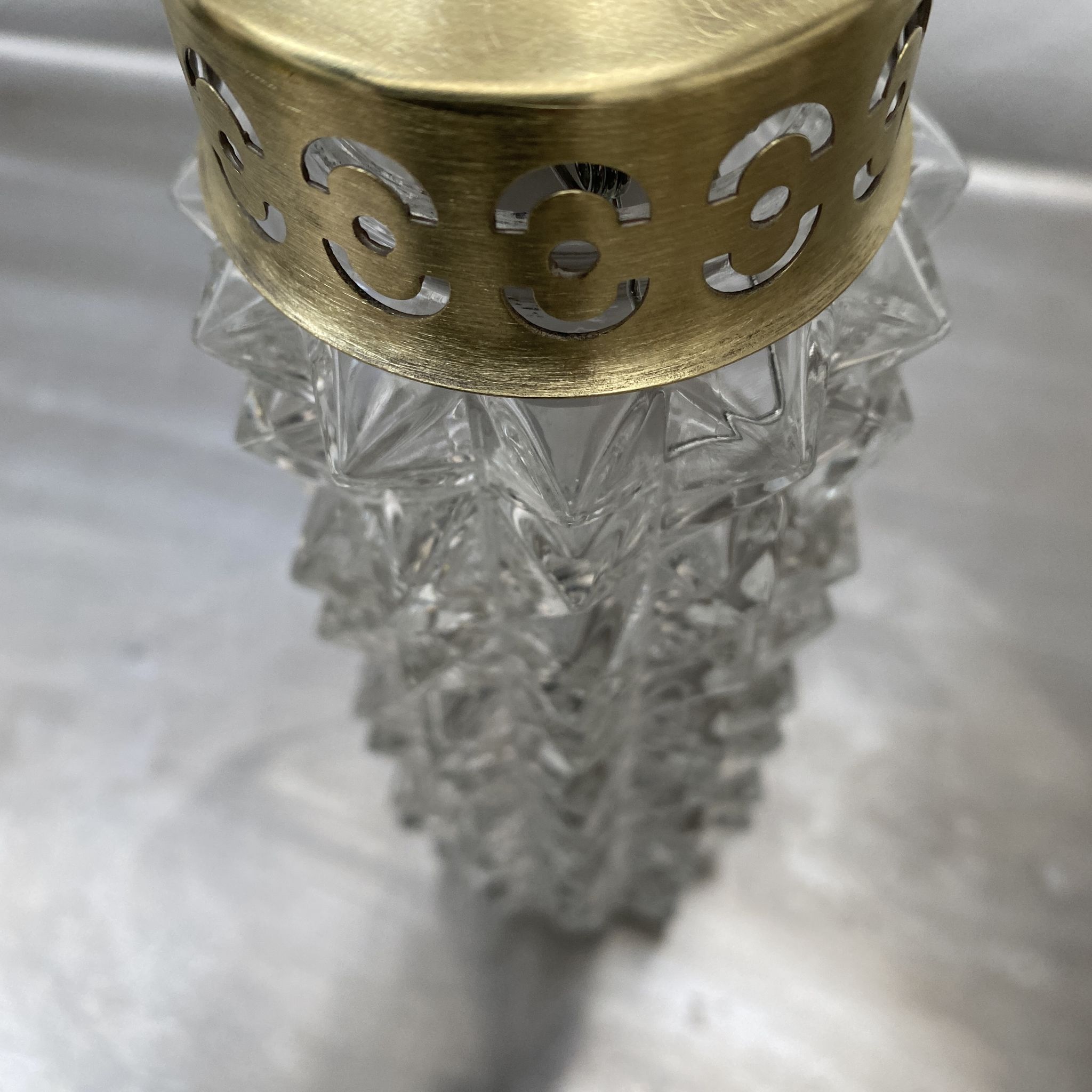 Lot 3 old vintage molded glass pendant lamps