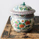 Large covered vase in Chinese porcelain, floral famille rose decoration.