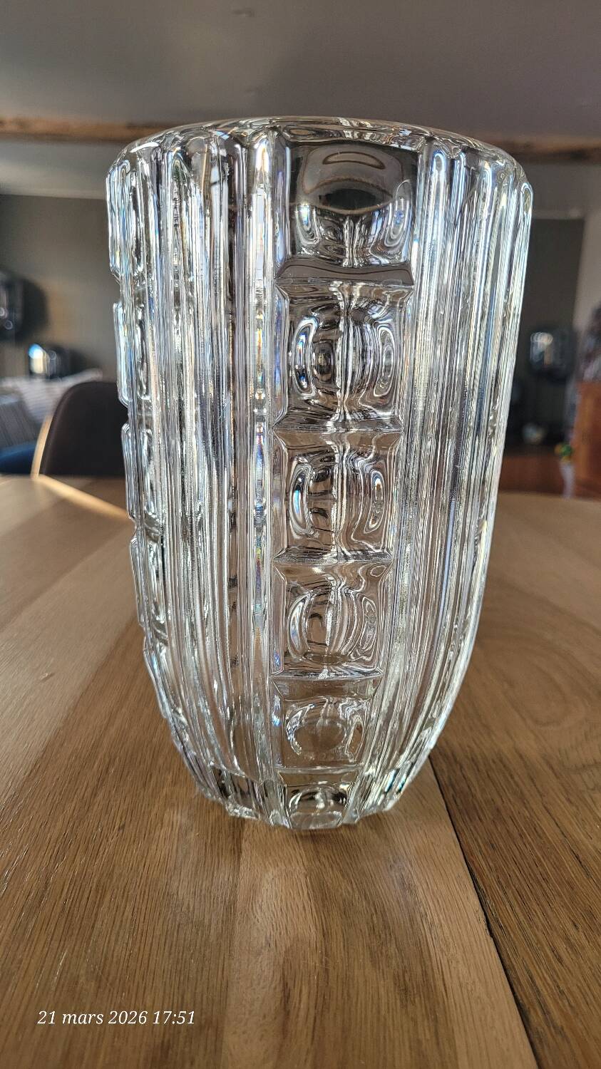 Thick transparent glass vase