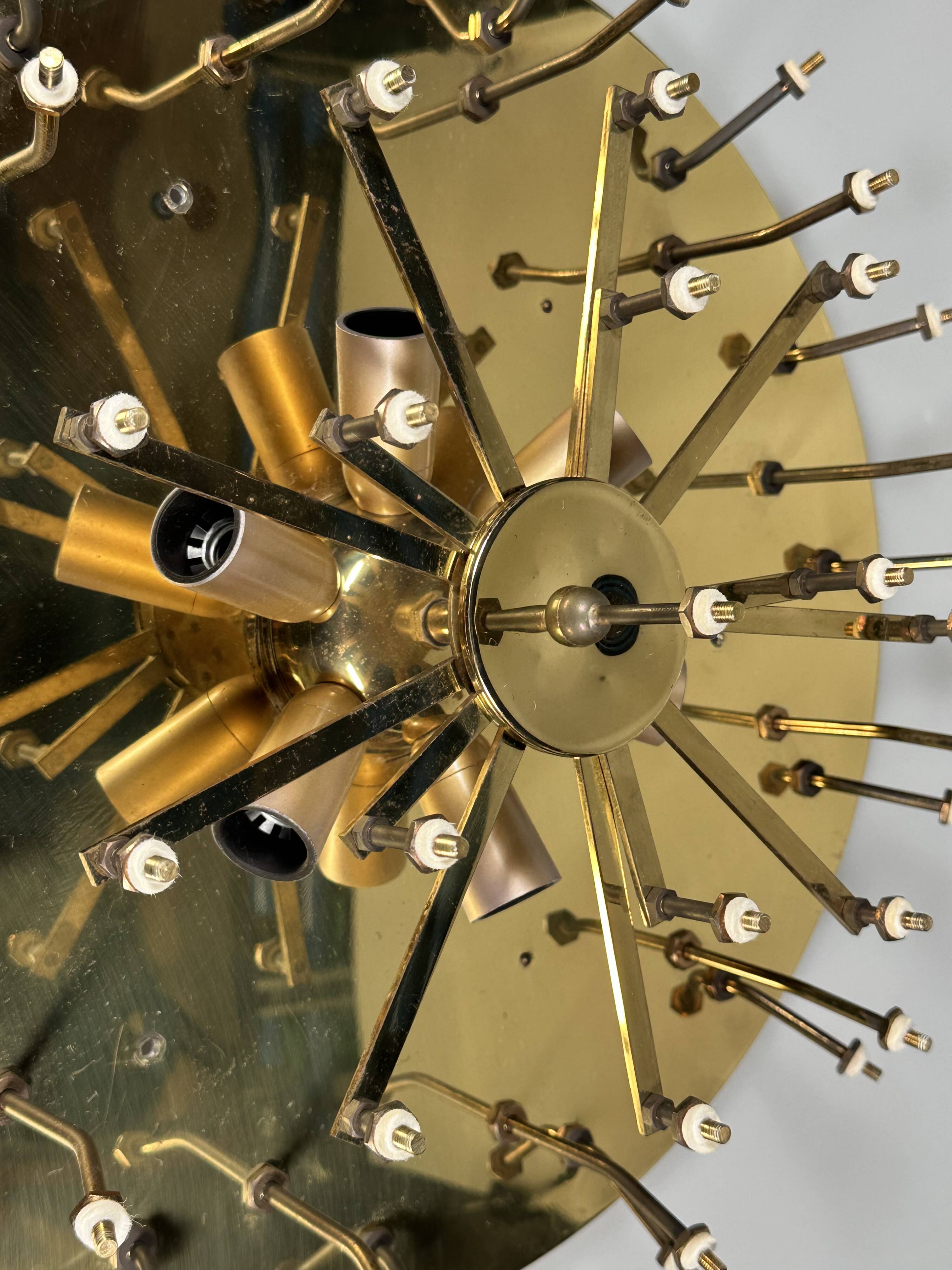 1960s/70s Ceiling Lamp Ernst Palme made of brass and glass, Germany