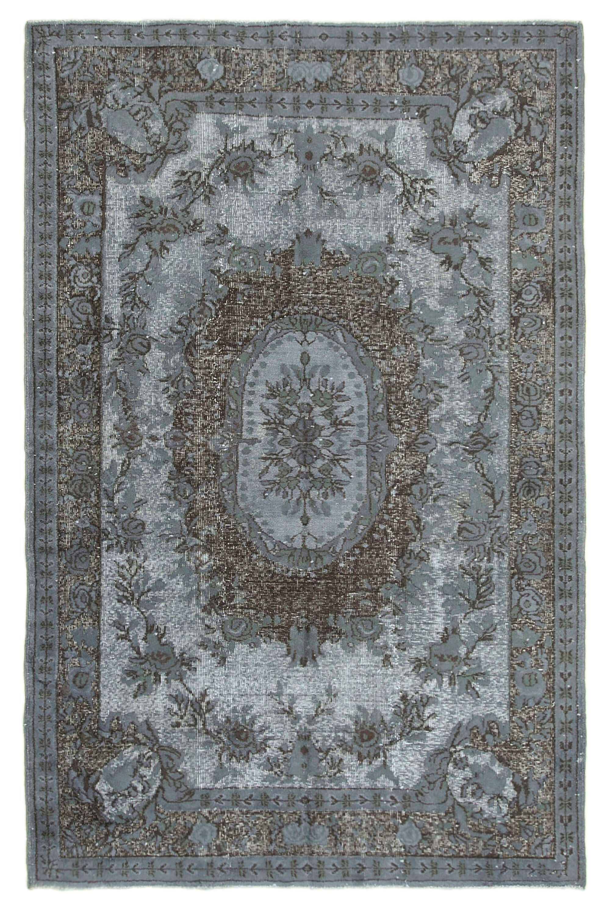 Hand-knotted bohemian turkish 1980s 174 cm x 266 cm grey rug