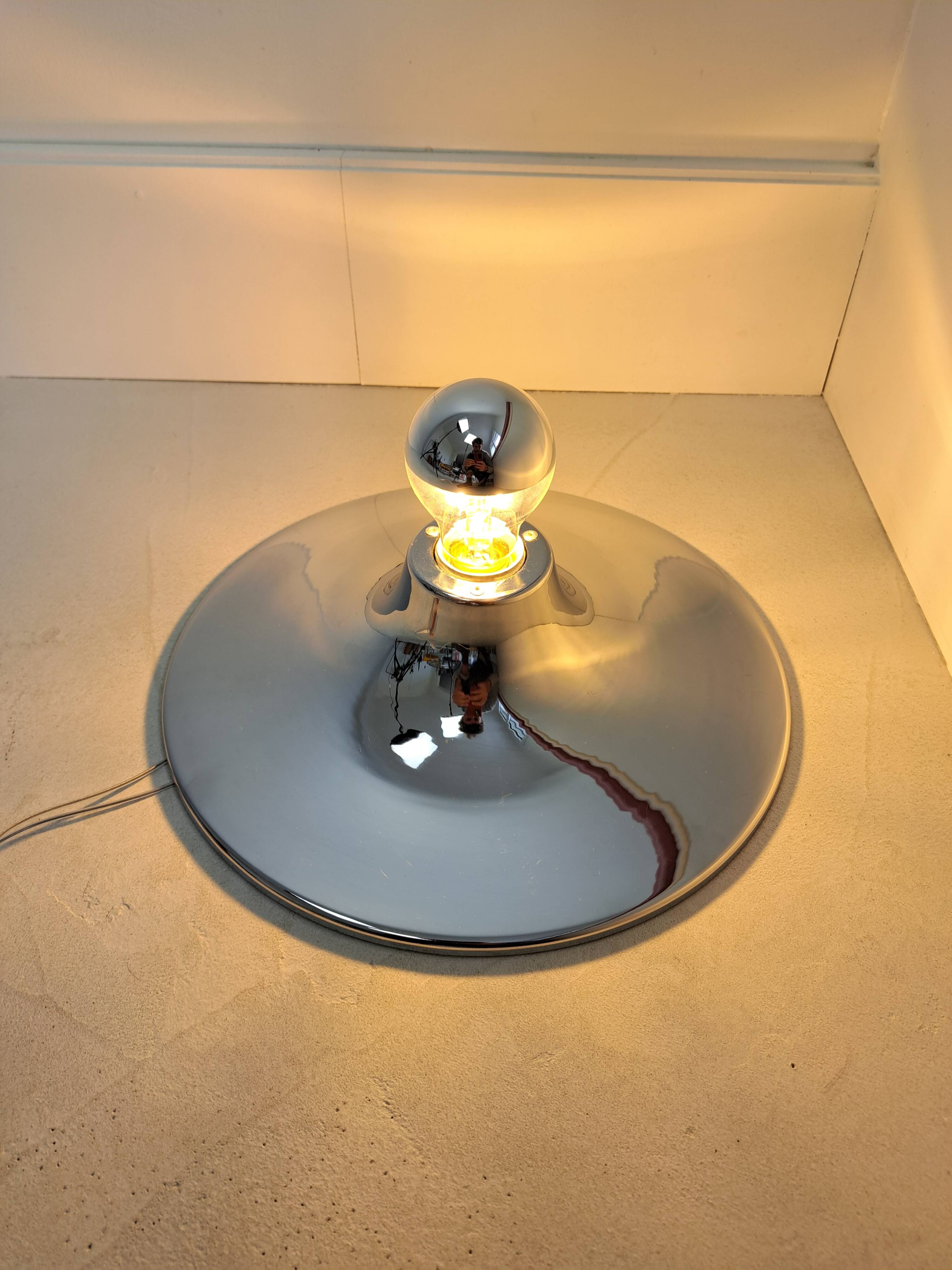 Chrome wall or ceiling light Goccia UFO design space age