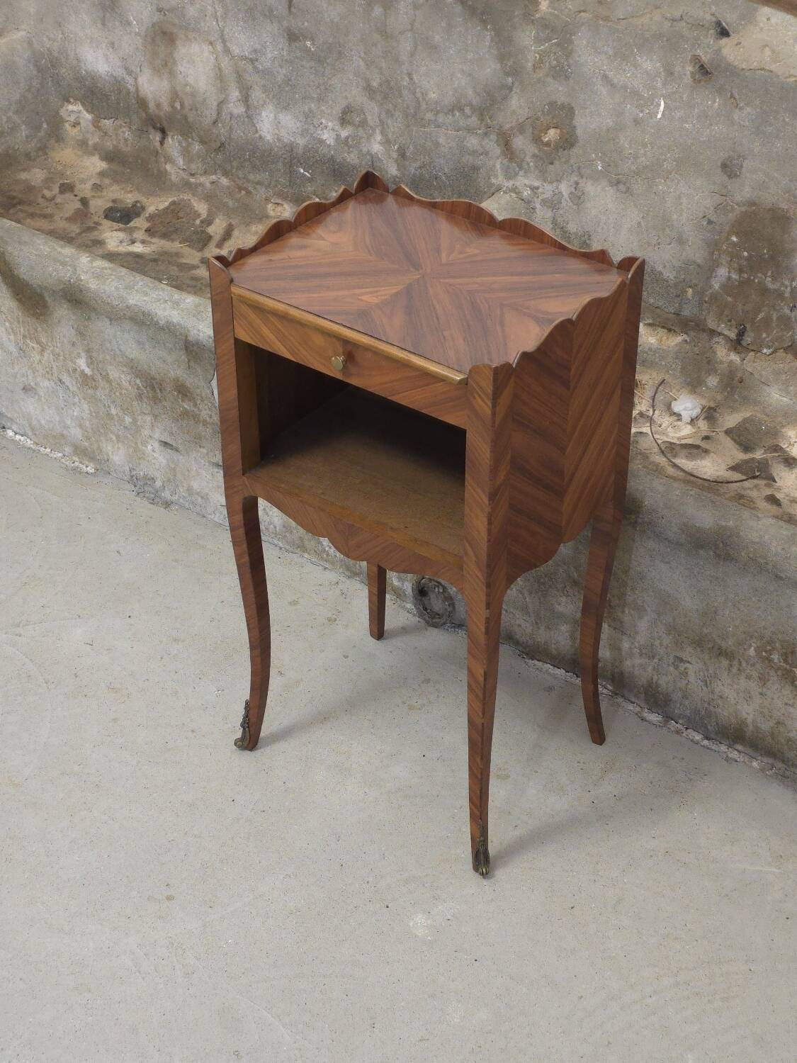 Louis XV style marquetry bedside table