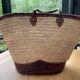 Straw and leather basket