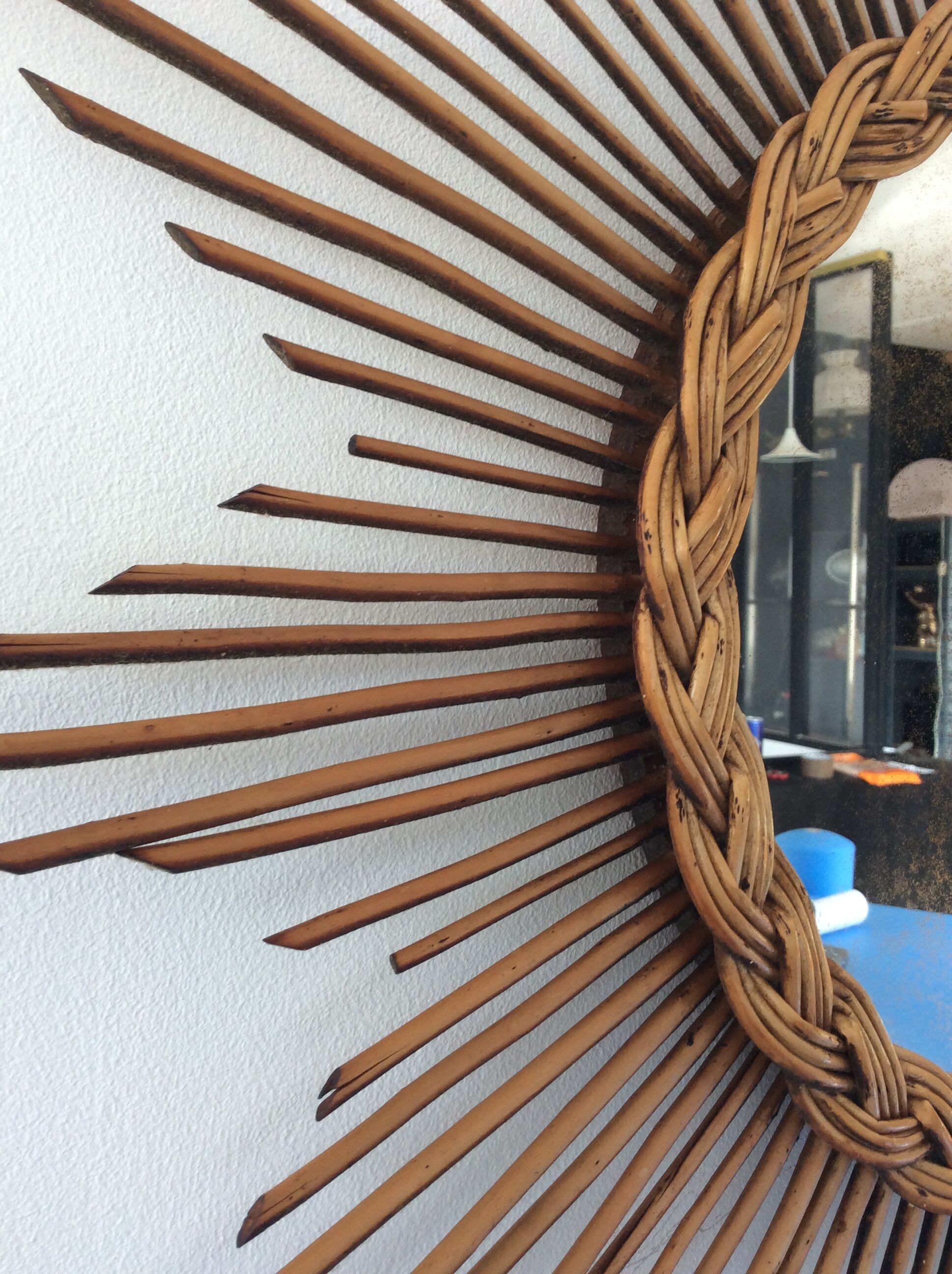 Rattan sun mirror from the 50/60s