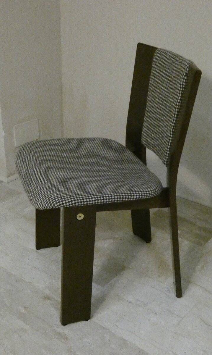 Wood and tweed chairs by Acerbis International, Italy, 1980s, set of 4.