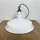 Industrial White Enamel Factory Pendant Lamp, 1960s