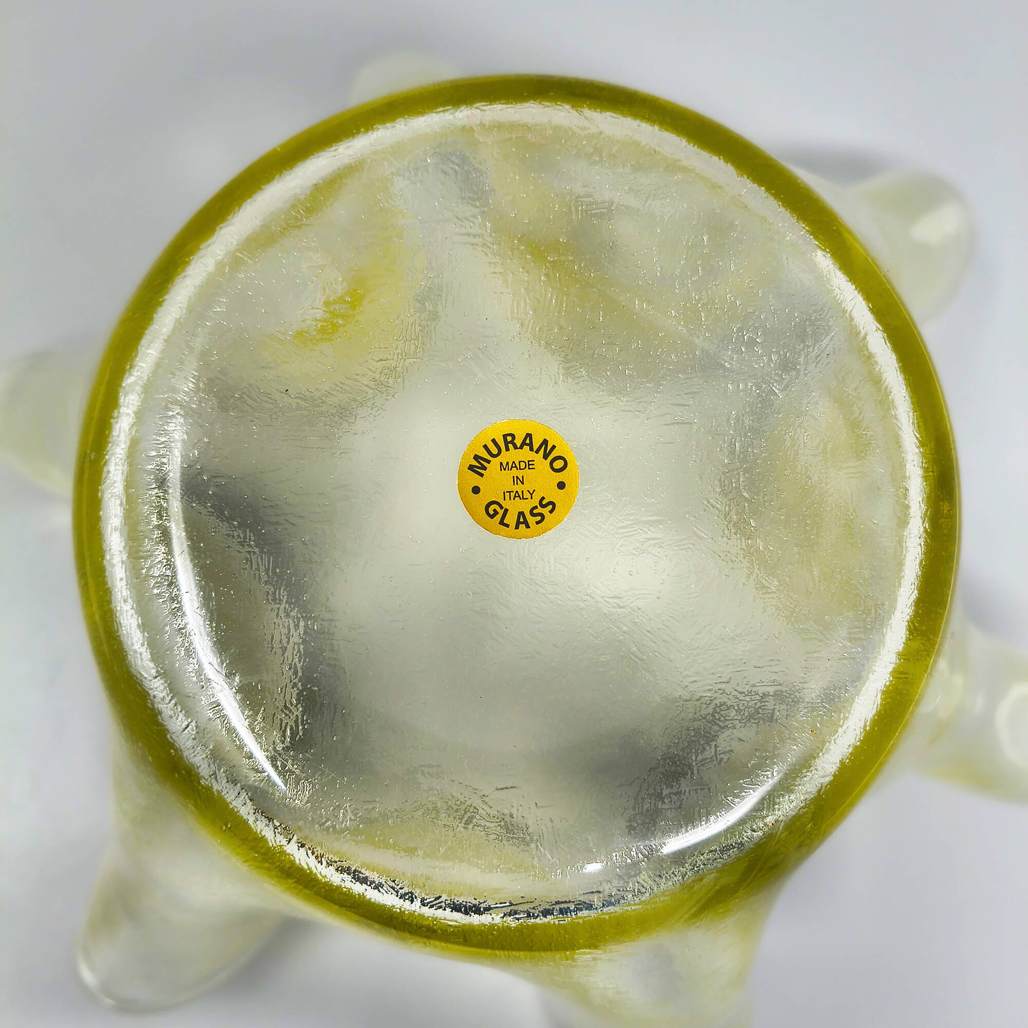 Vase en verre de Murano jaune "Fazzoletto" des années 1970 par Dogi