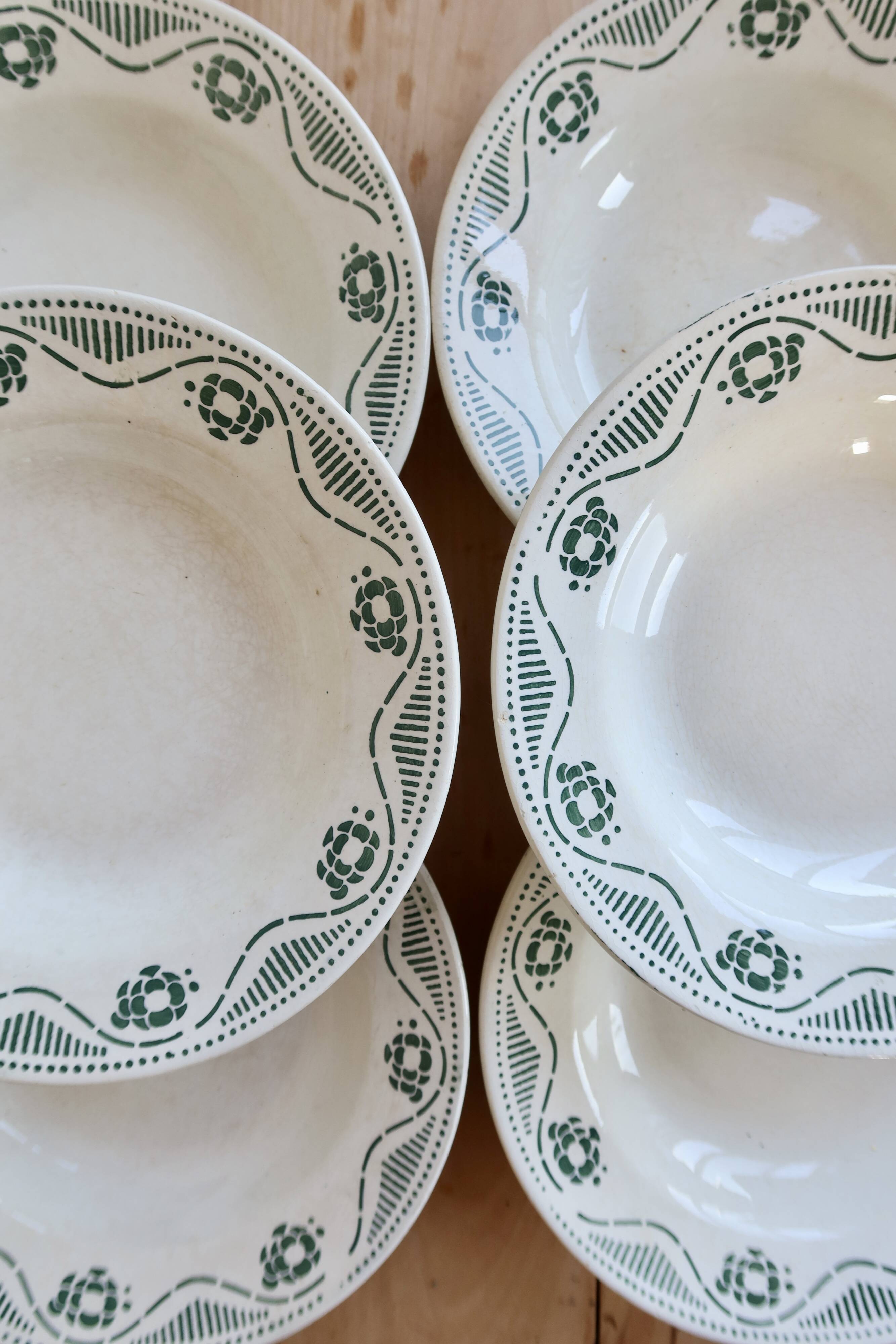 6 deep plates ironstone Nouvelles Galeries Ennegé Paris - Model R