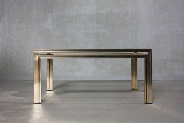 Gold square coffee table by pierre vandel, 1970