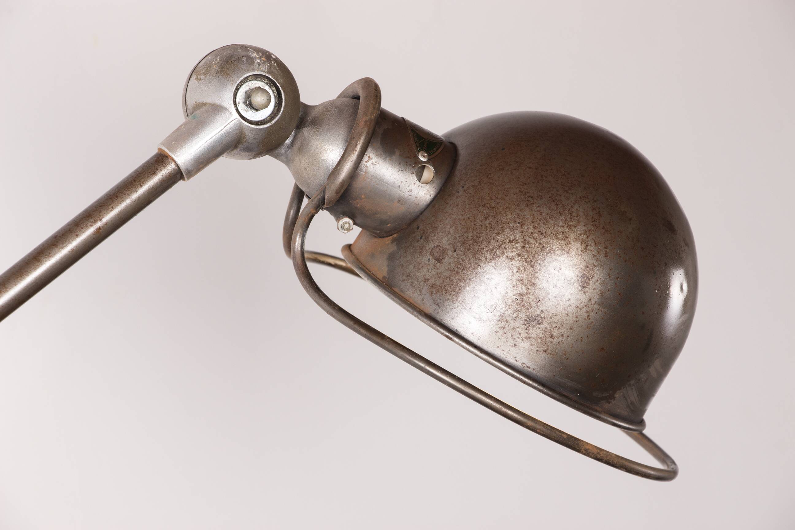 Metal desk lamp, Industrial style with two articulated arms by Jean-Louis Domecq for Jieldé.