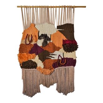 Textured macrame wall tapestry, spain, 1970s