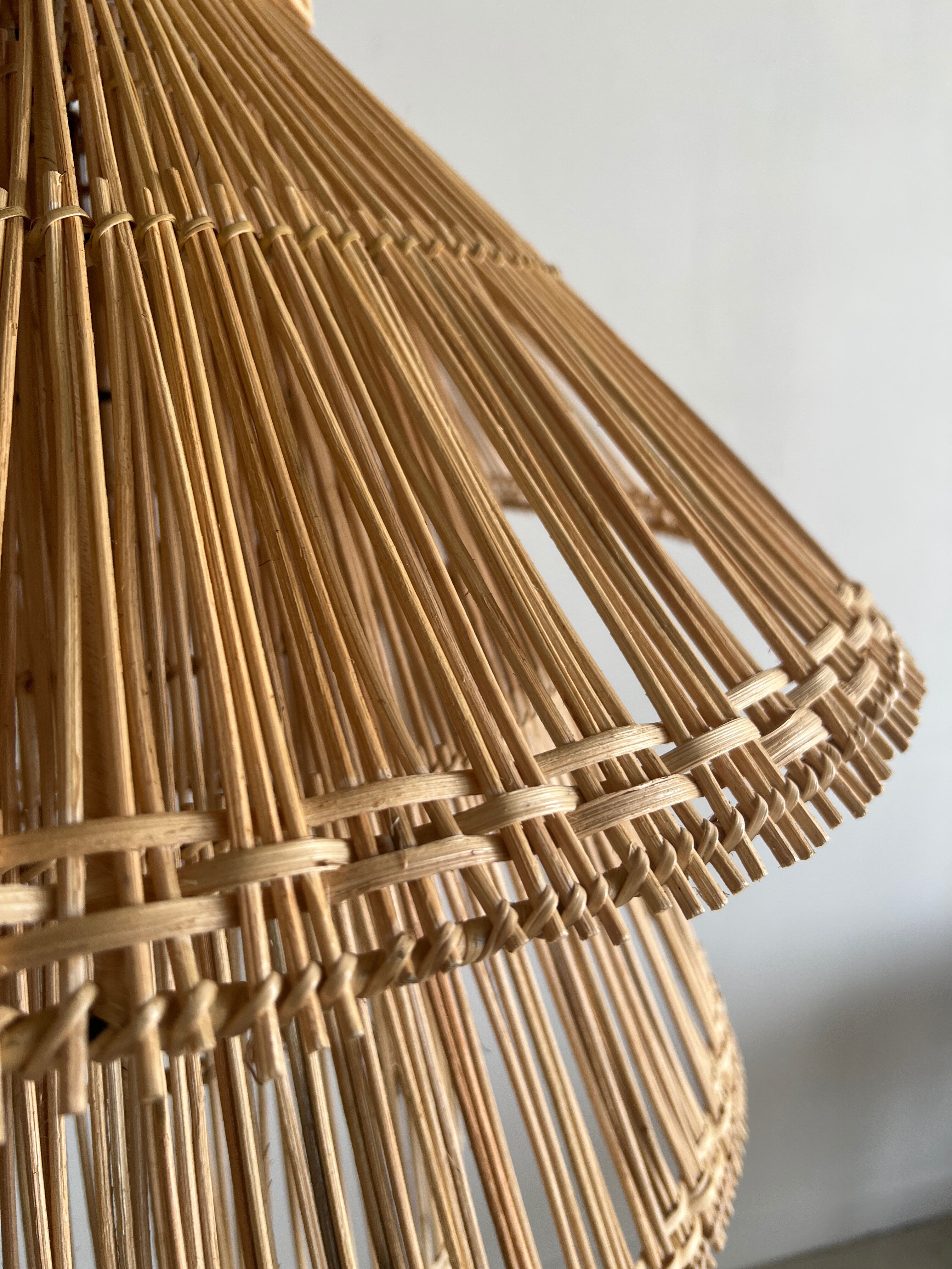 Rattan pendant lamp or light in the shape of an Asian lantern