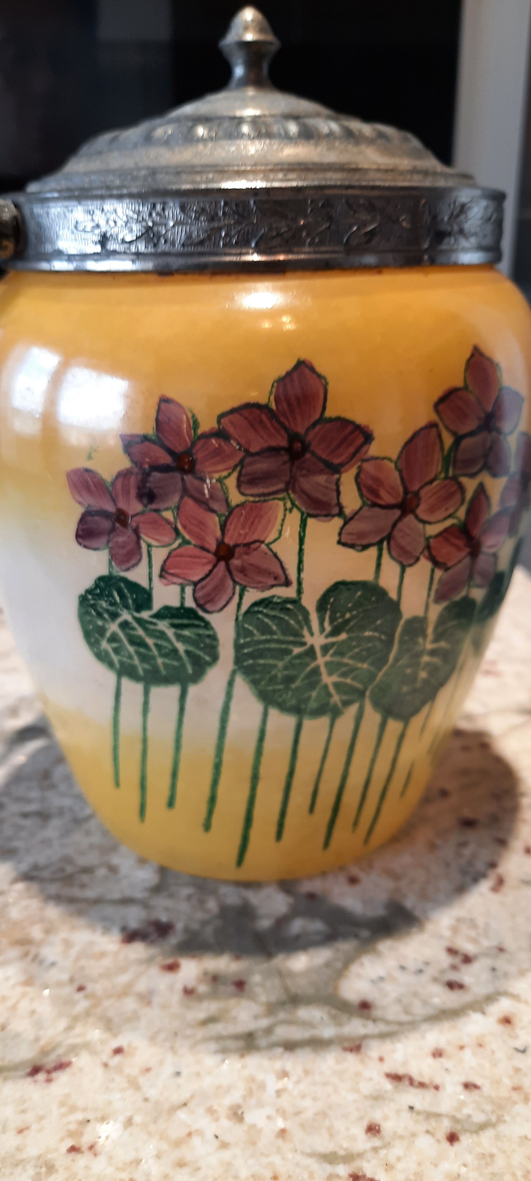 Art nouveau glass cookie jar