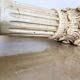 Pair of columns, corinthian style capitals in travertine, italy 1940s