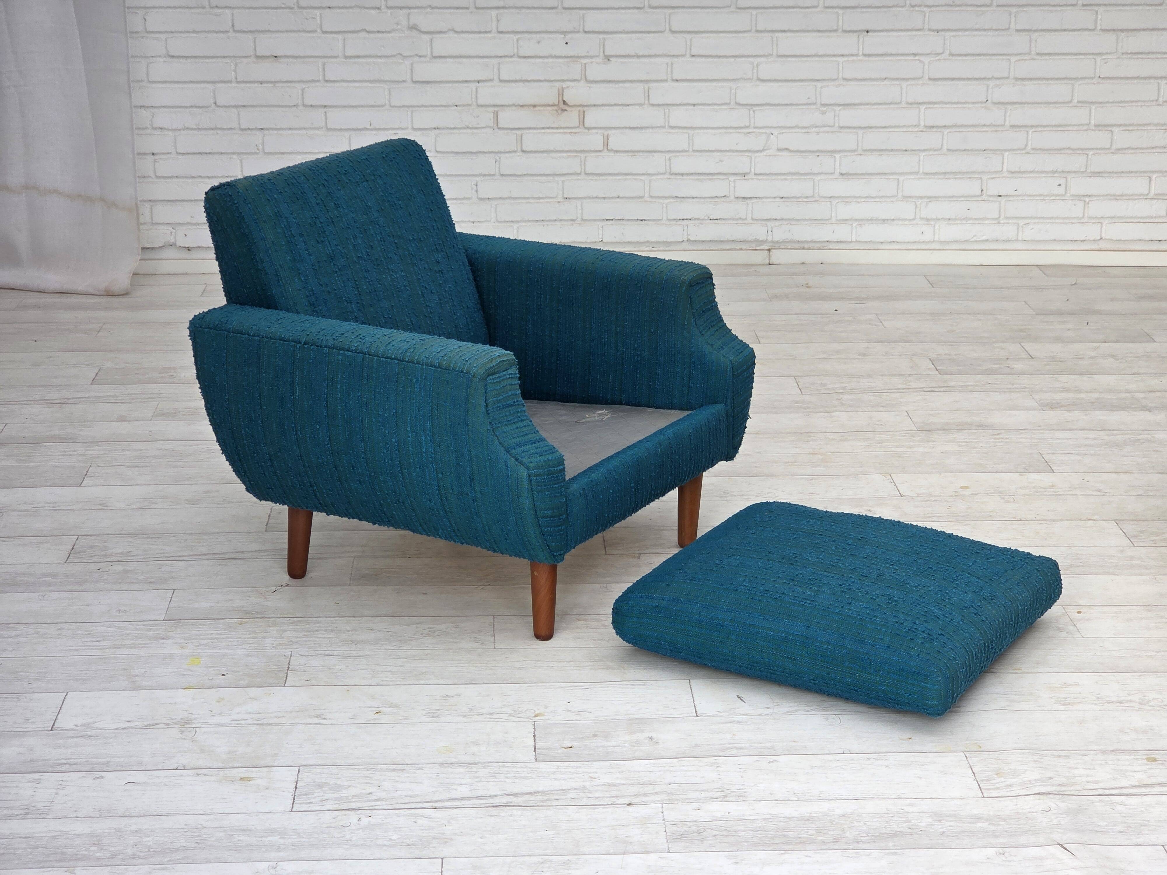 1970s, Danish armchair, original furniture wool, teak wood.