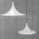 1970s Pair of Guzzini "Trumpet" Pendant Lamps by Meblo , Italy