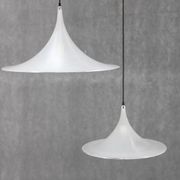 1970s Pair of Guzzini "Trumpet" Pendant Lamps by Meblo , Italy