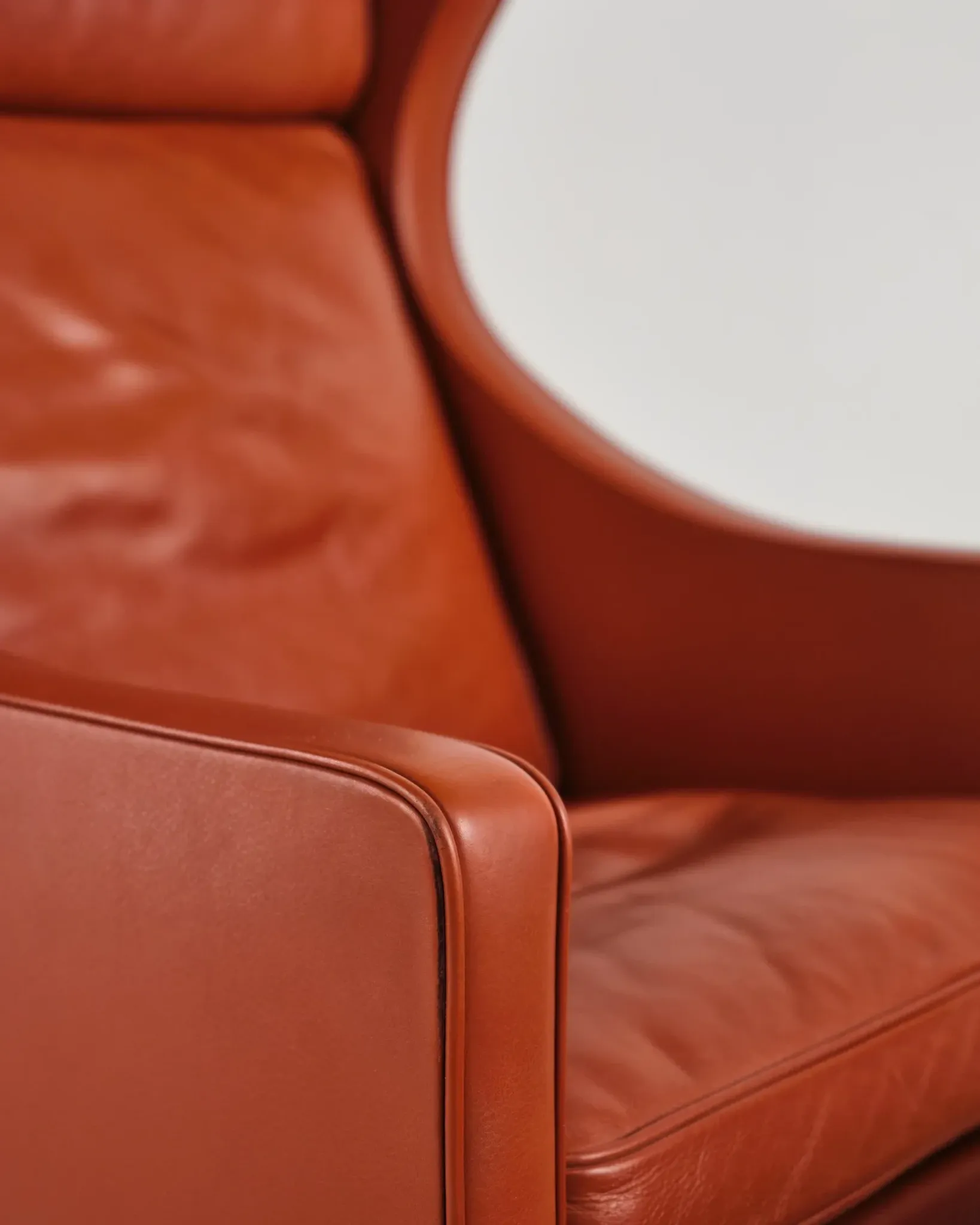 Armchair 2204 and leather pouf by Børge Mogensen, Denmark, 1960s.