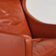 Armchair 2204 and leather pouf by Børge Mogensen, Denmark, 1960s.