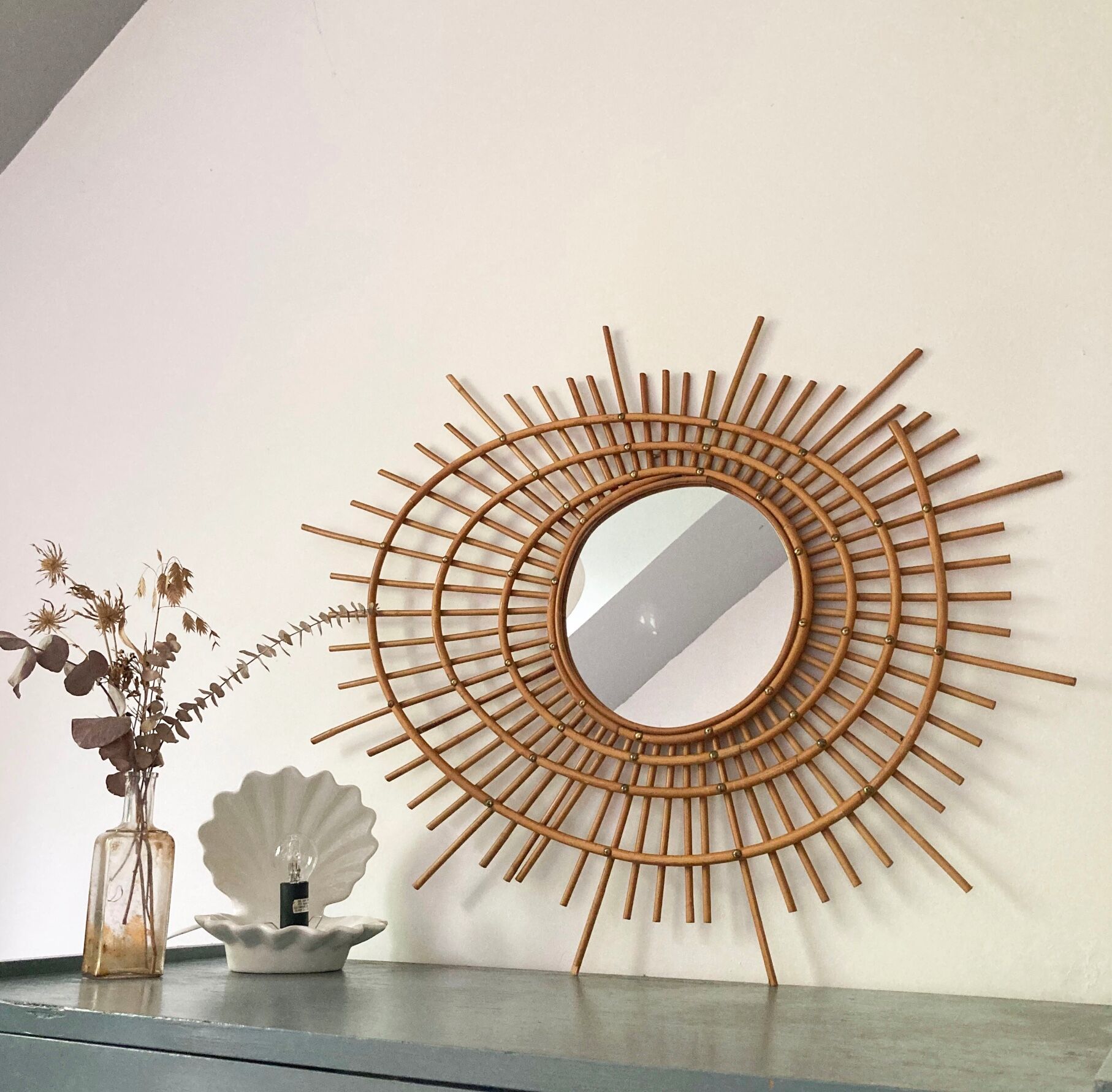 Vintage ortf rattan mirror