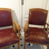 Lot of 2 wooden colonial-style armchairs