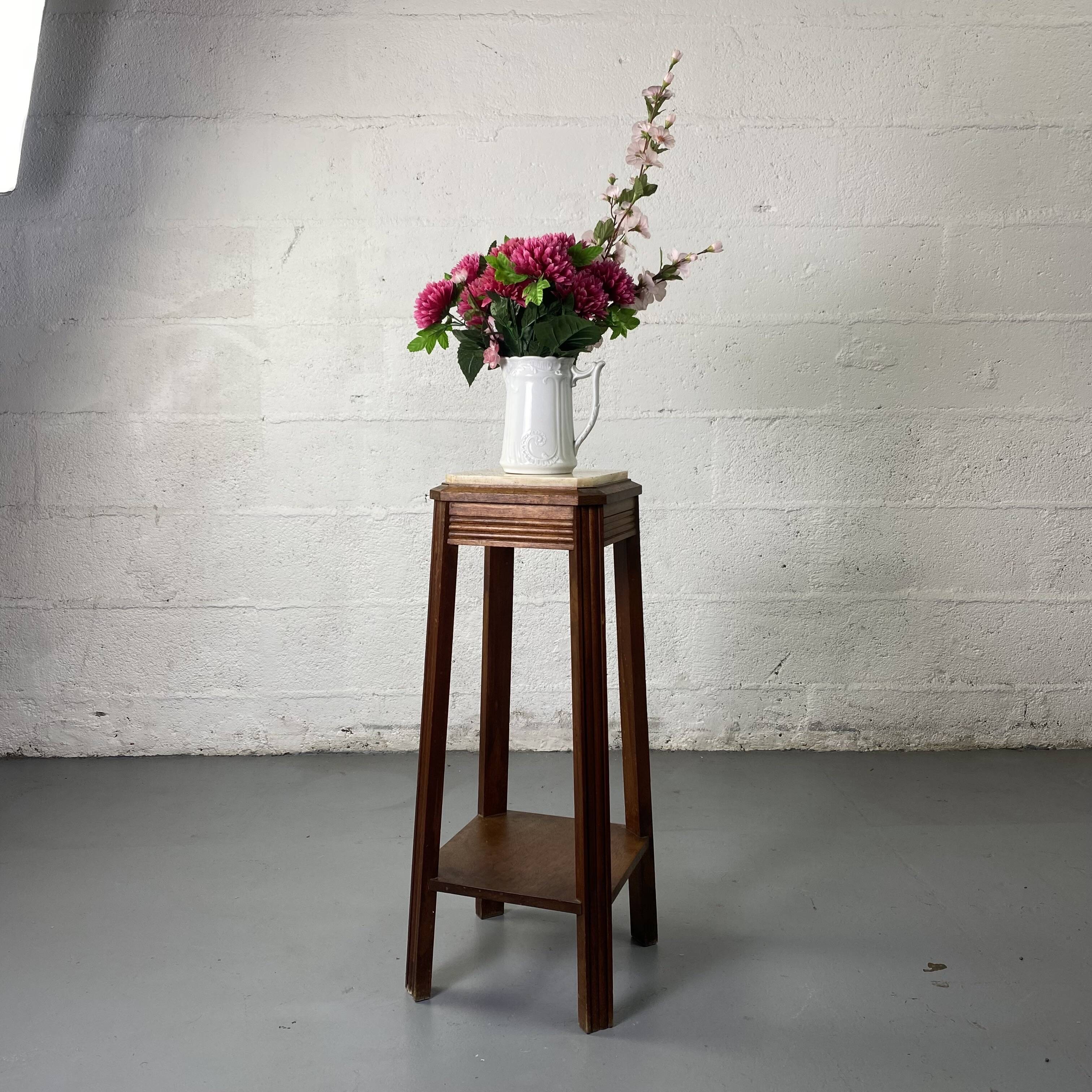 Wooden stool with marble top