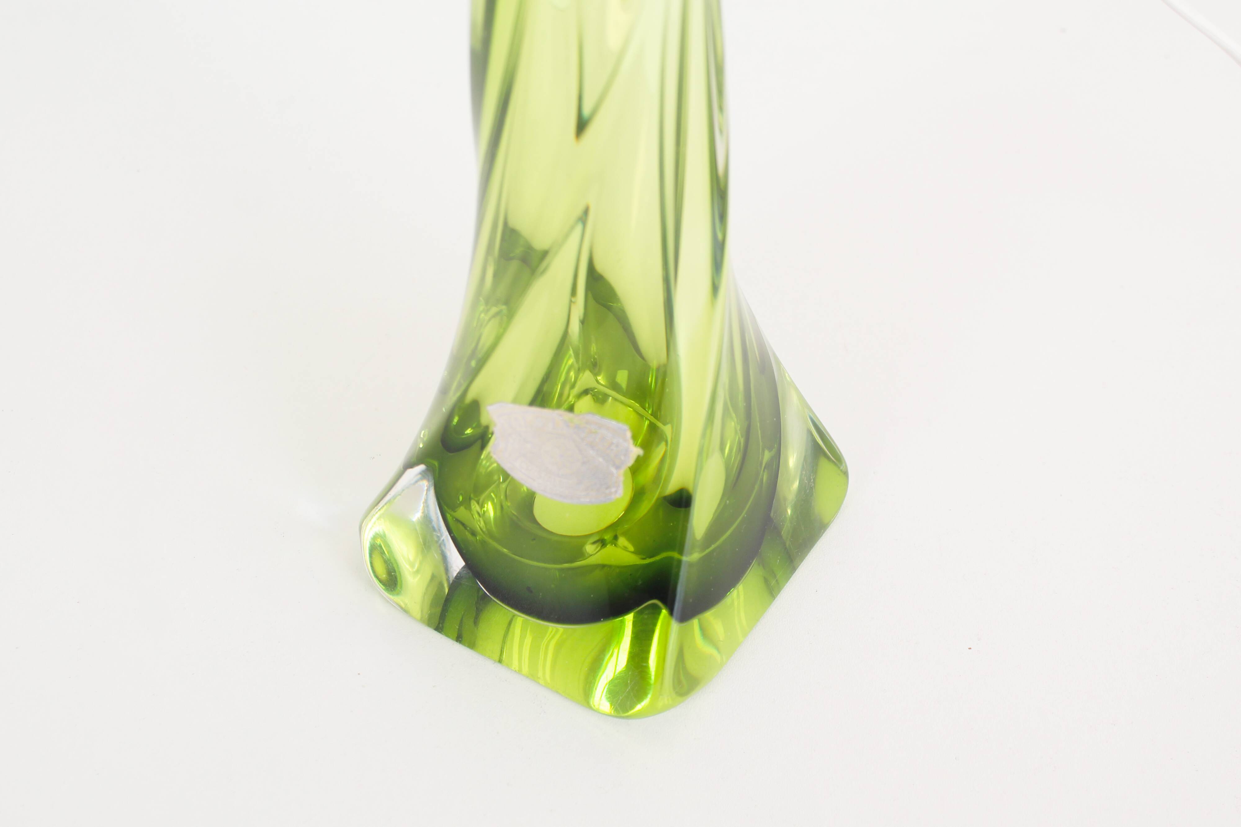 Vintage Belgian crystal glass table lamp by Val Saint Lambert