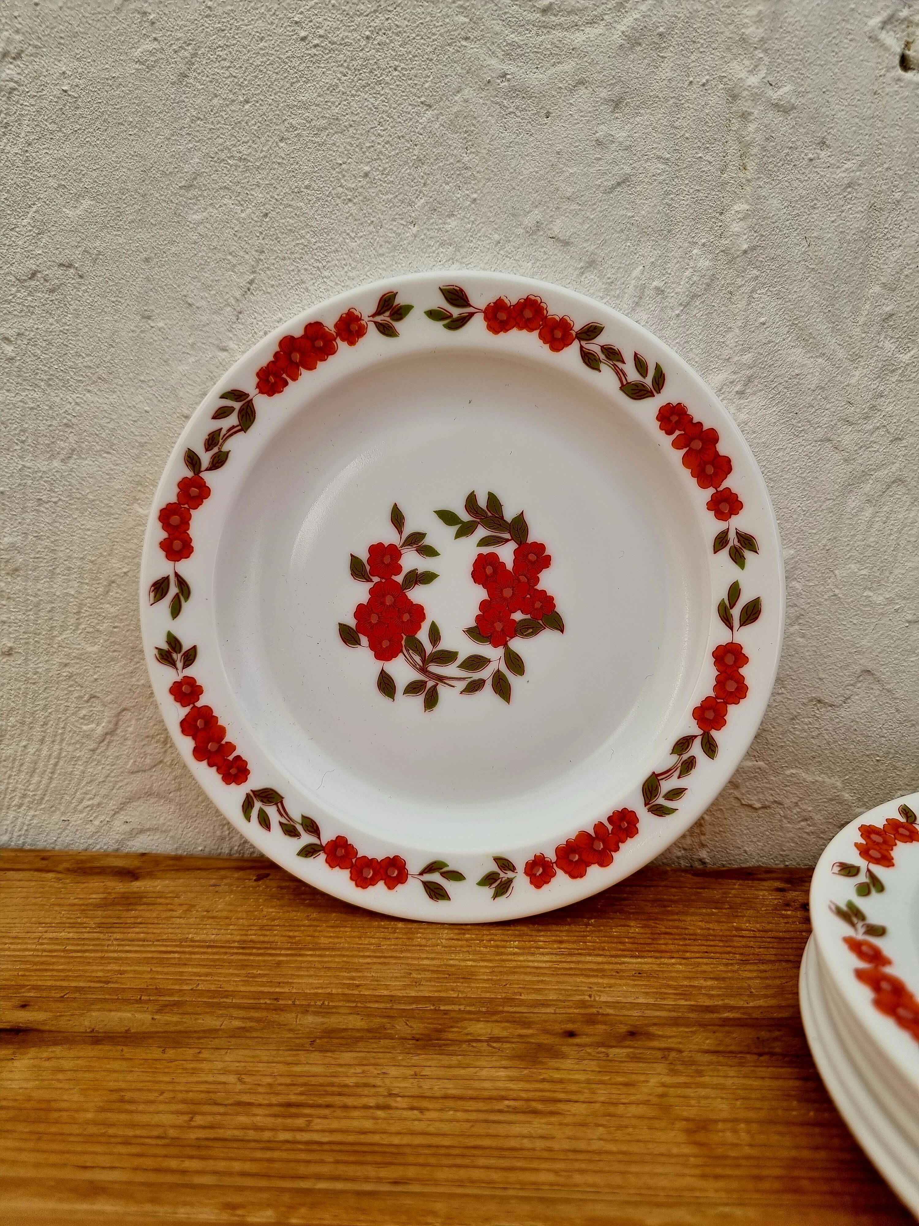 Set of 6 vintage Arcopal dessert plates