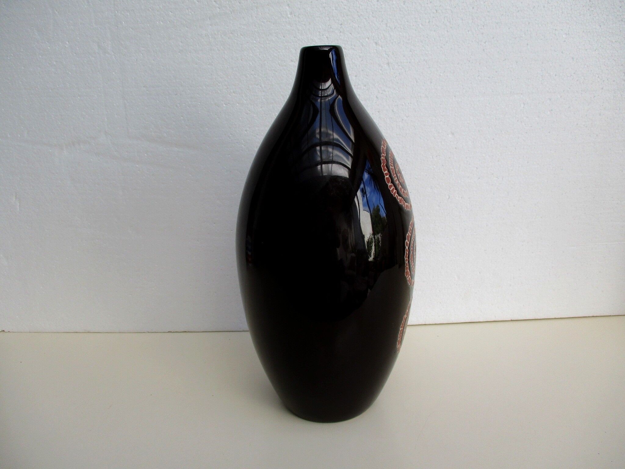 Large black ceramic vase
