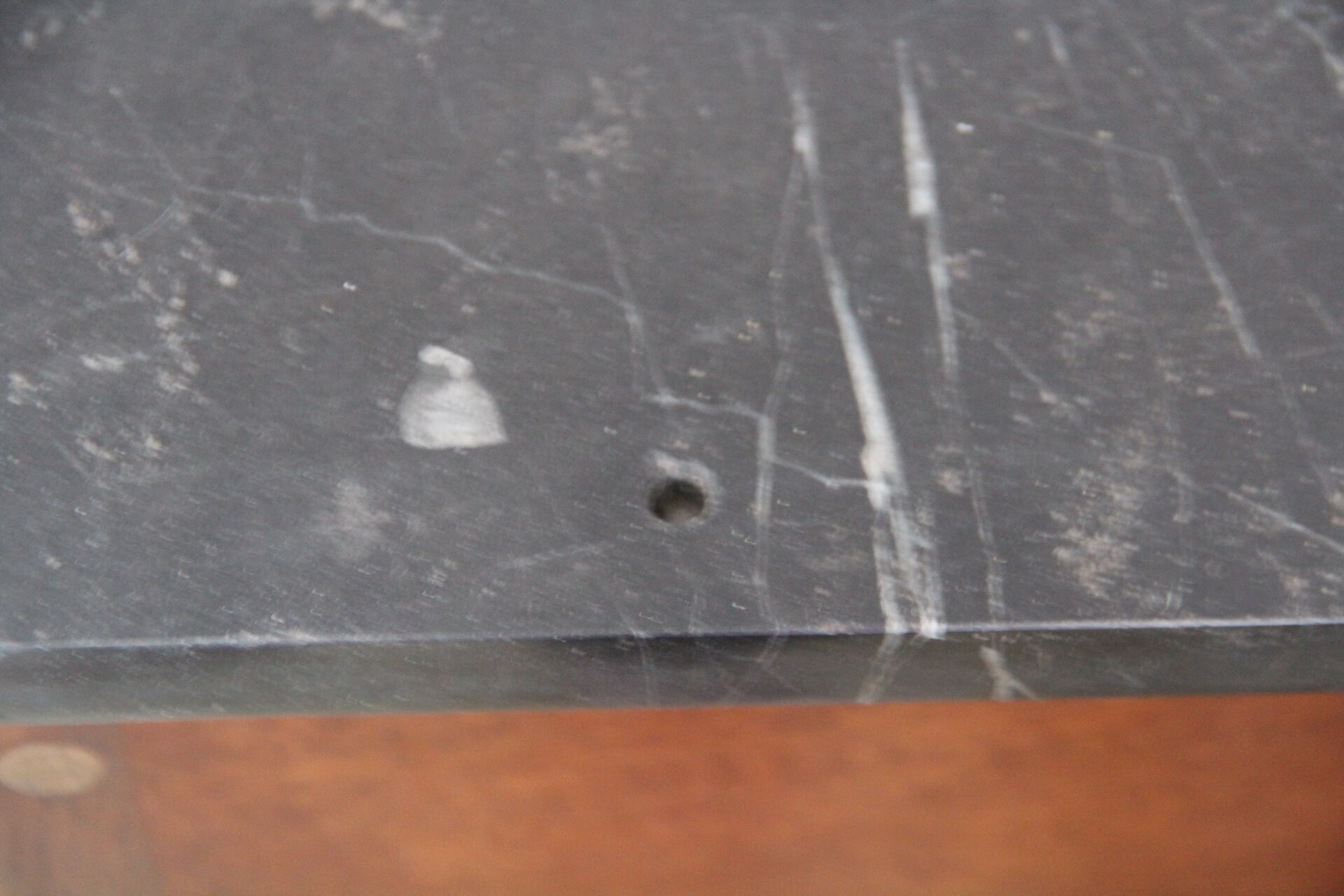 Louis Philippe chest of drawers in dark oak and black marble